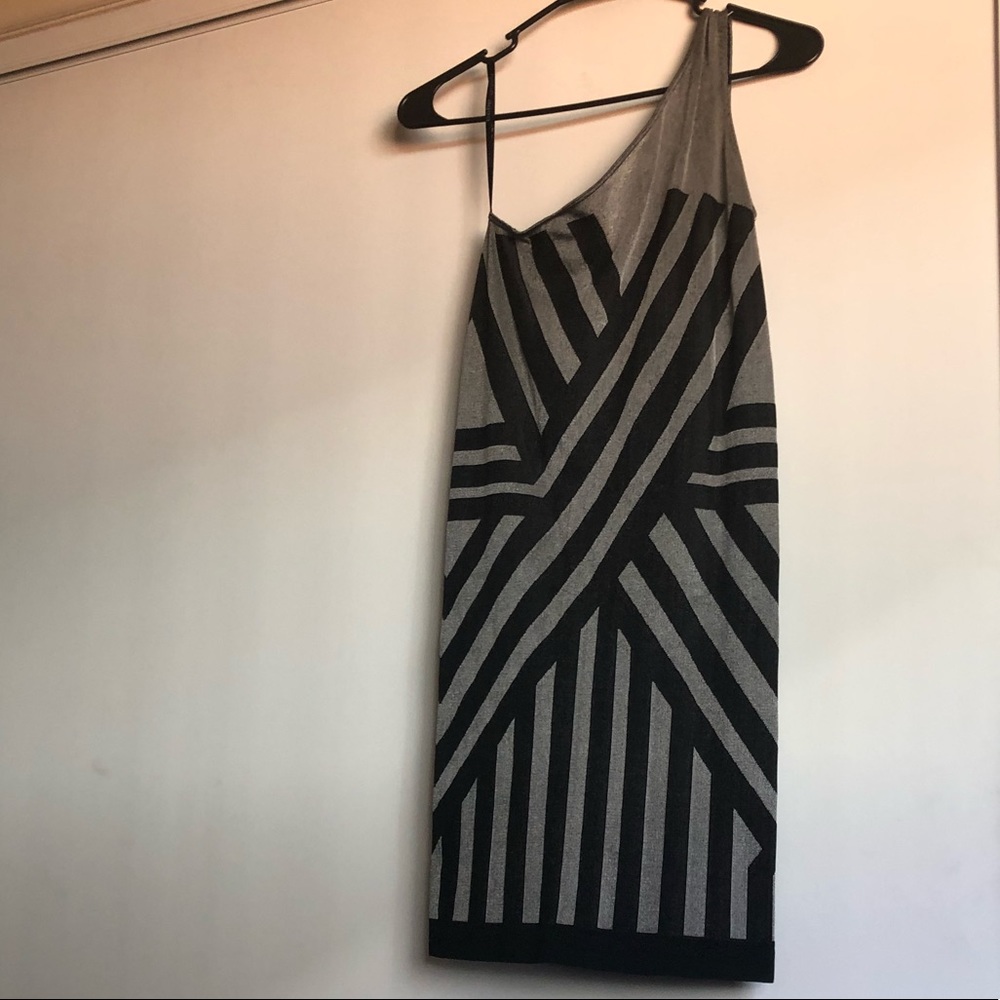 Bebe / Black Gray / Bandage/Bodycon Dress - M/L